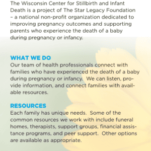 Wisconsin Center for Stillbirth & Infant Death Info Card